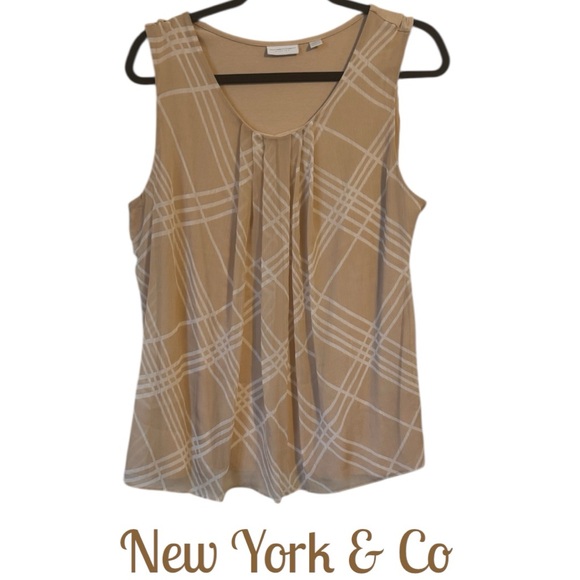 New York & Company Tops - SPRING/SUMMER New York & Company Tan Plaid Neutral Top/Shell    XL   #F